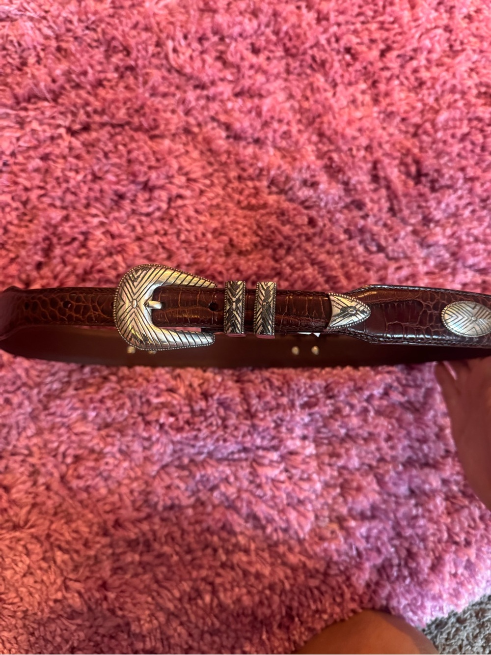 Fossil Brown Leather Belt with Silver Ovals